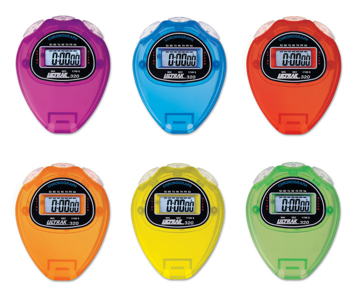 ULTRAK Economical Sports Stopwatch, in Rainbow Colors, Pack of 6