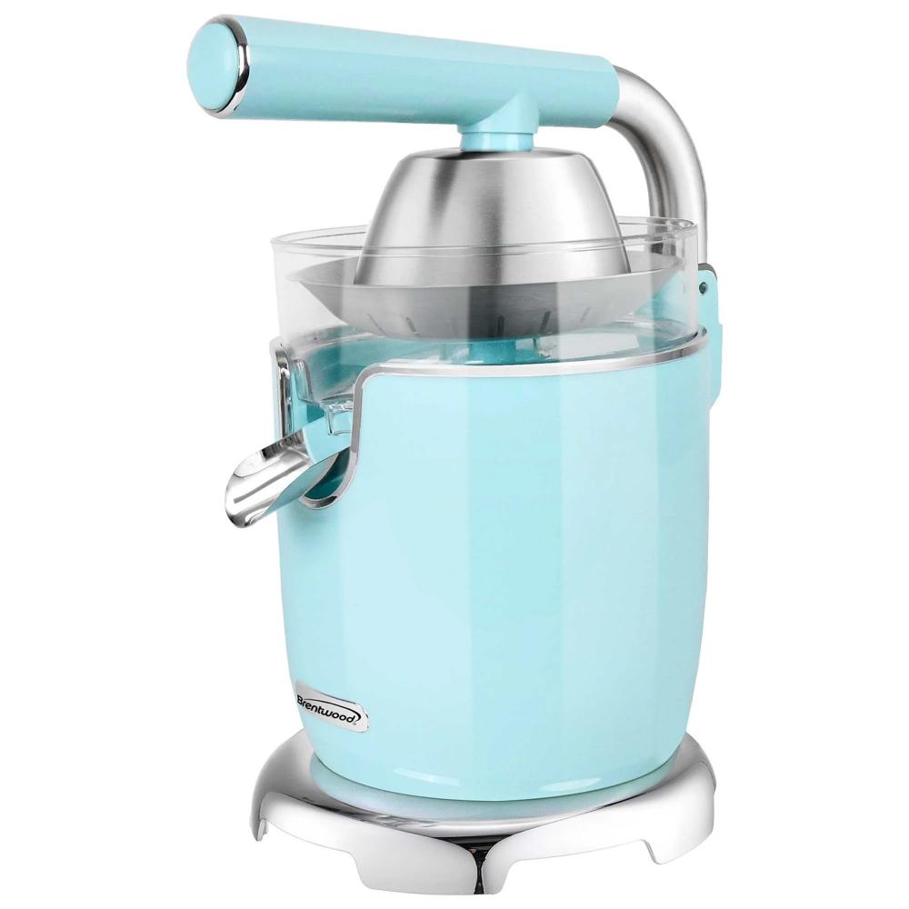 Brentwood Brentwood Powerful 200W Electric Citrus Juicer, Stainless Steel Lever, 2 Cones, Dishwasher Safe Parts (J28BL) - Blue