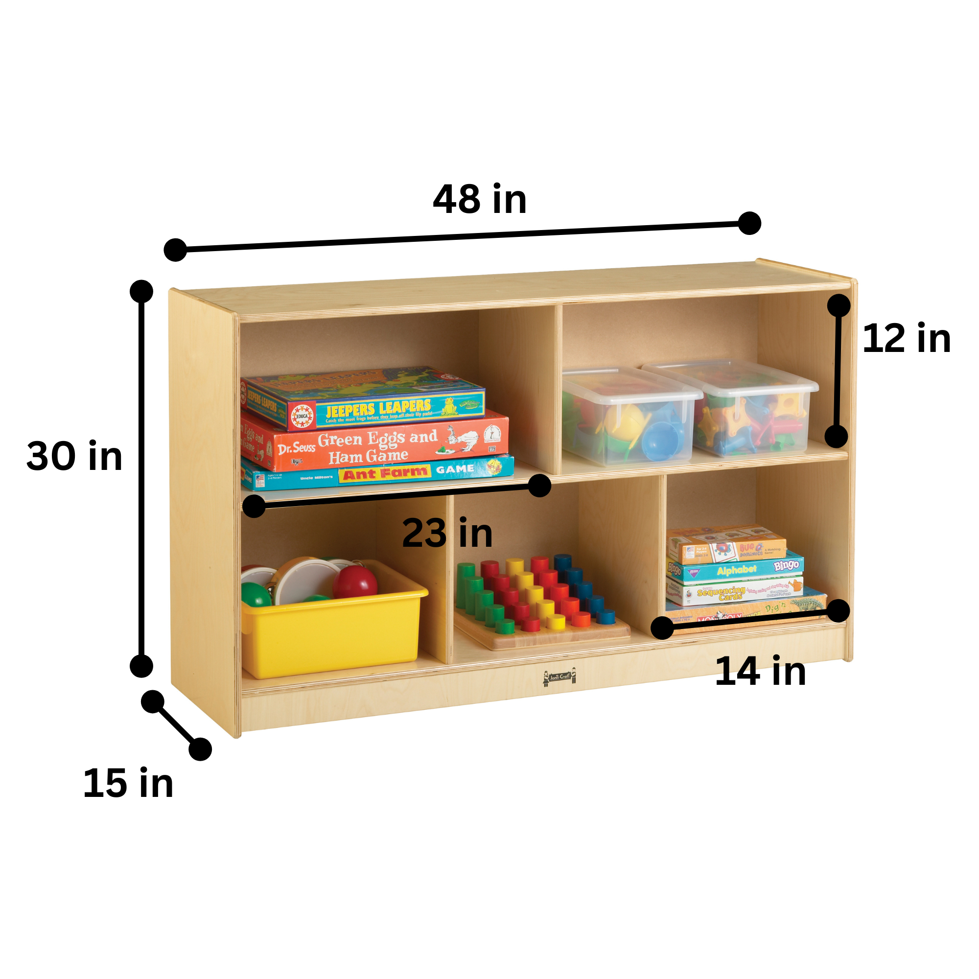 Jonti-Craft® Low Single Mobile Storage Unit - See-Thru Back
