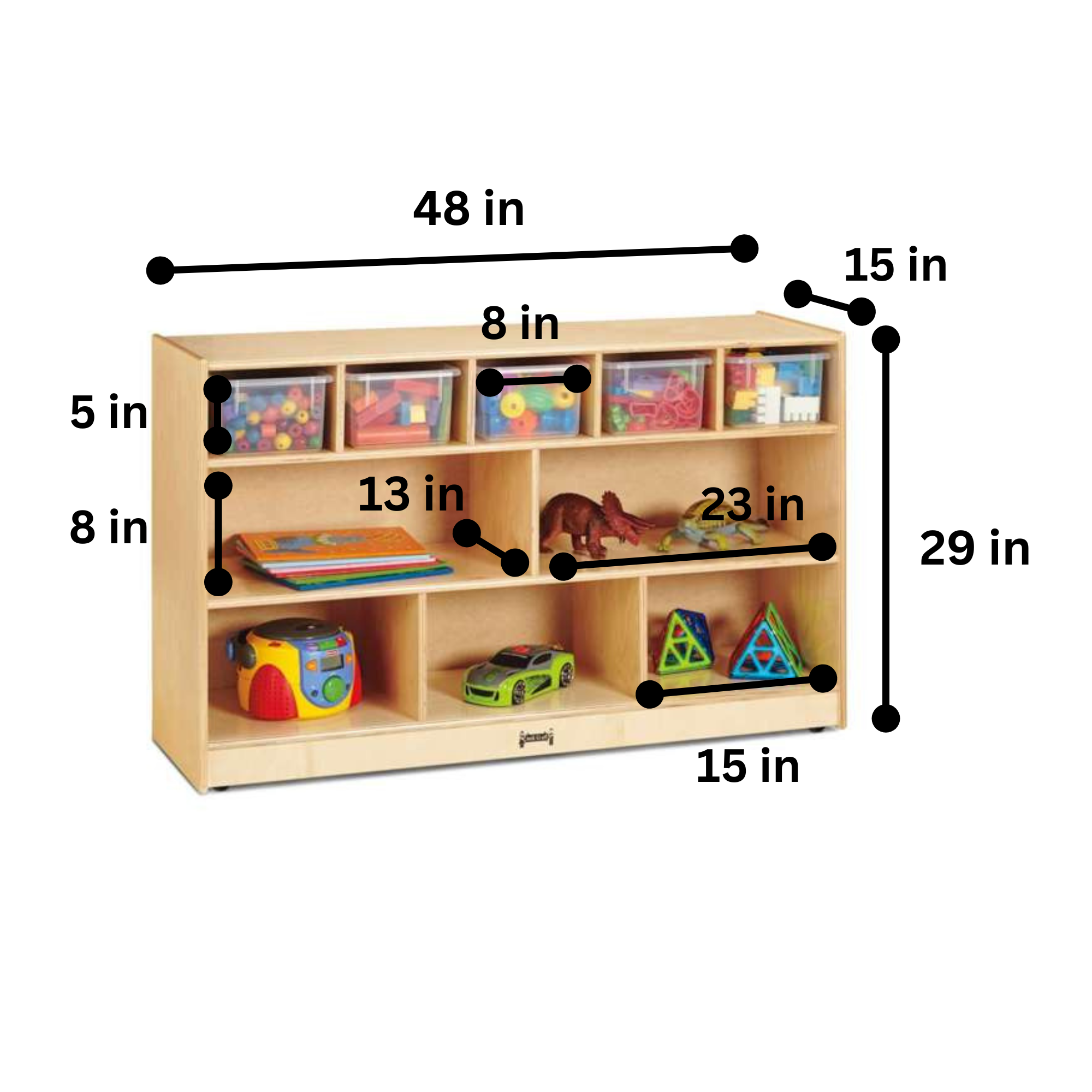 Jonti-Craft® Low Combo Mobile Storage Unit - with Clear Bins