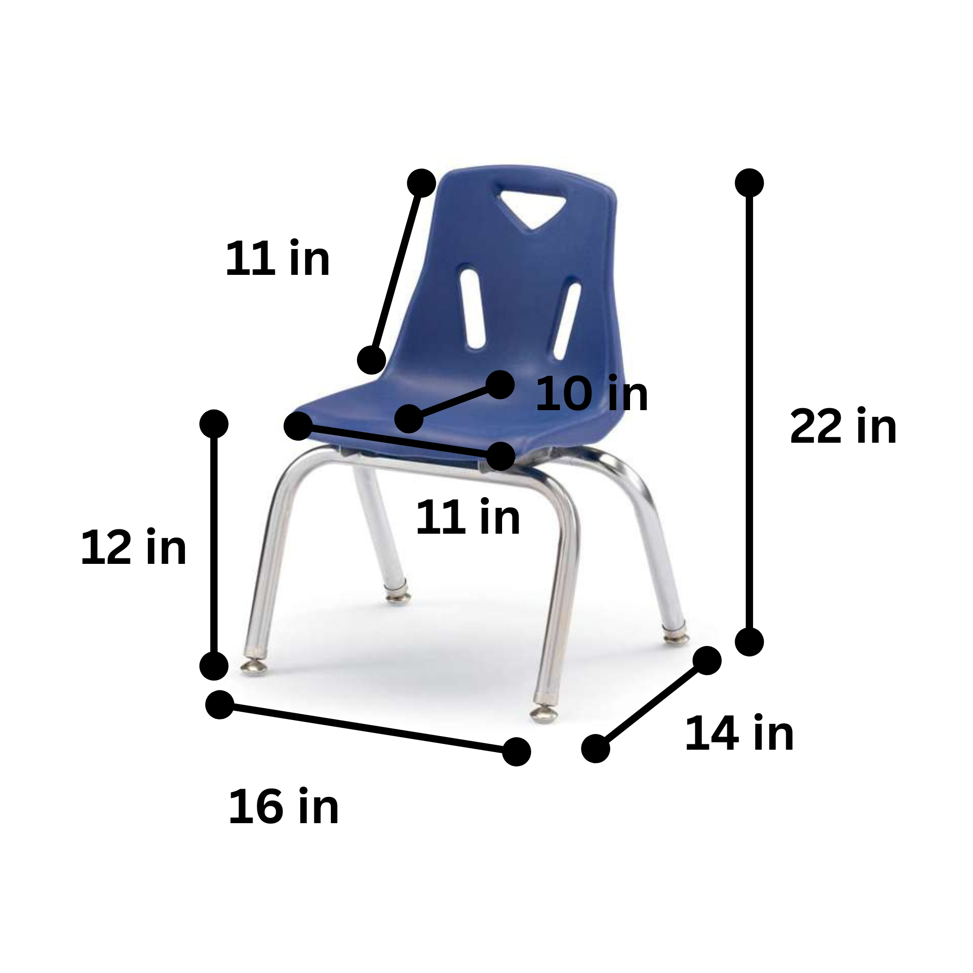Berries® Stacking Chair with Chrome-Plated Legs - 12" Ht - Blue