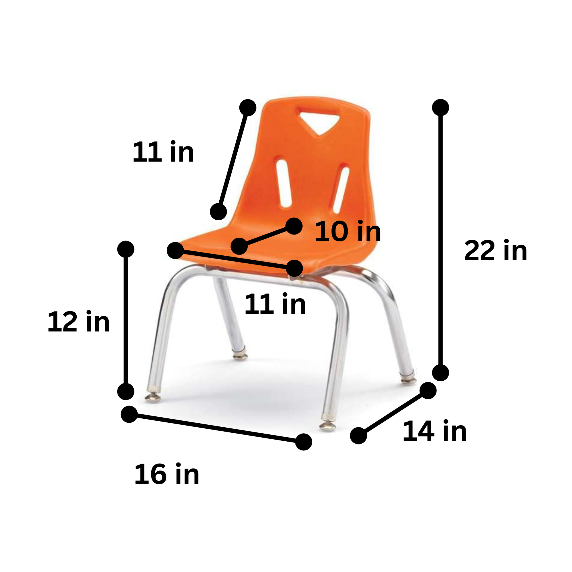 Berries® Stacking Chair with Chrome-Plated Legs - 12" Ht - Orange
