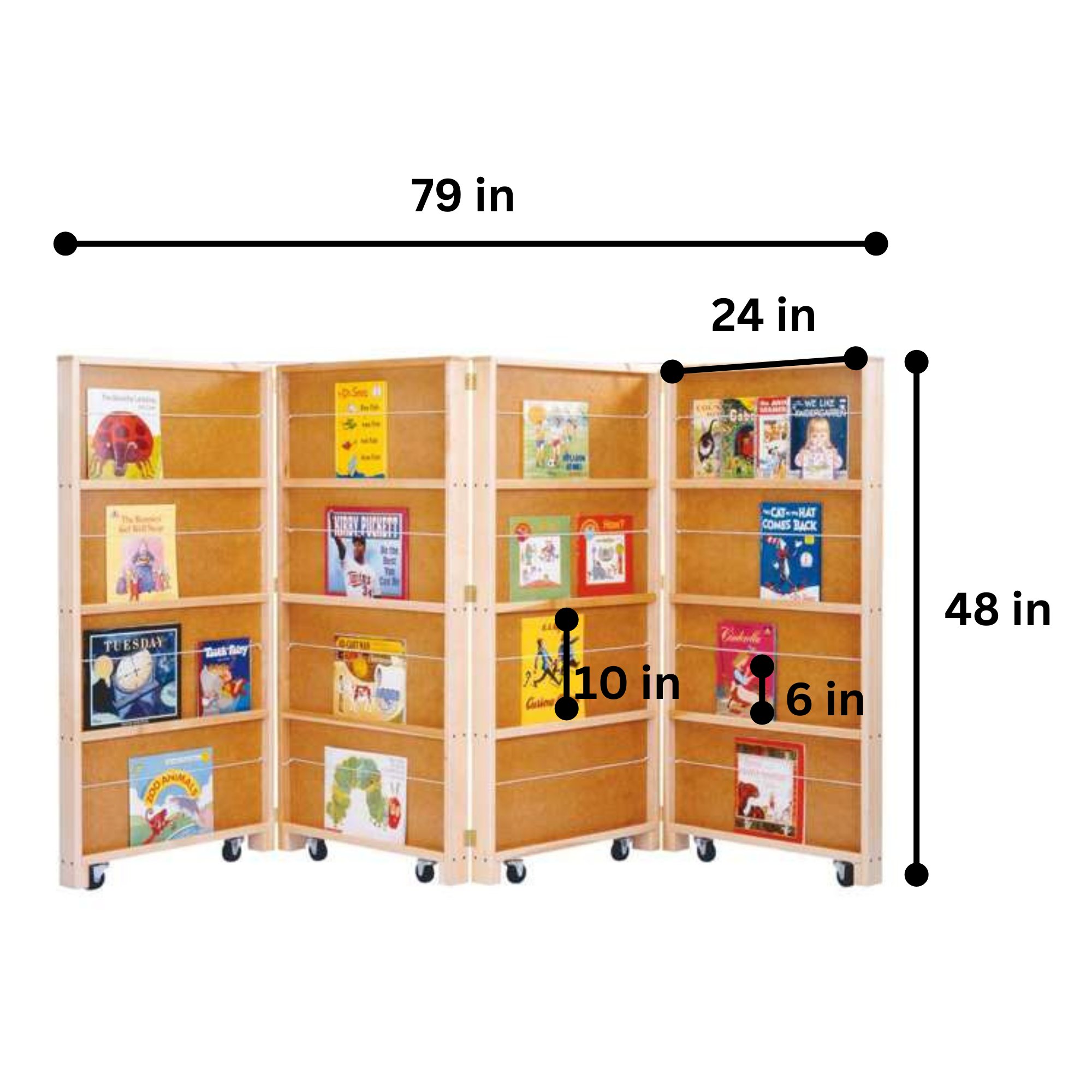 Jonti-Craft® Mobile Library Bookcase - 4 Sections