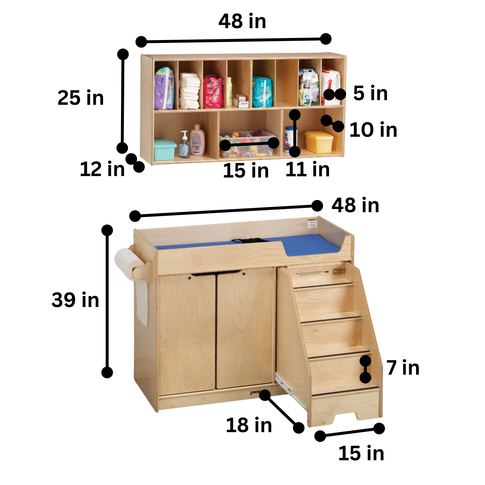Jonti-Craft® Changing Table - with Stairs Combo - Right