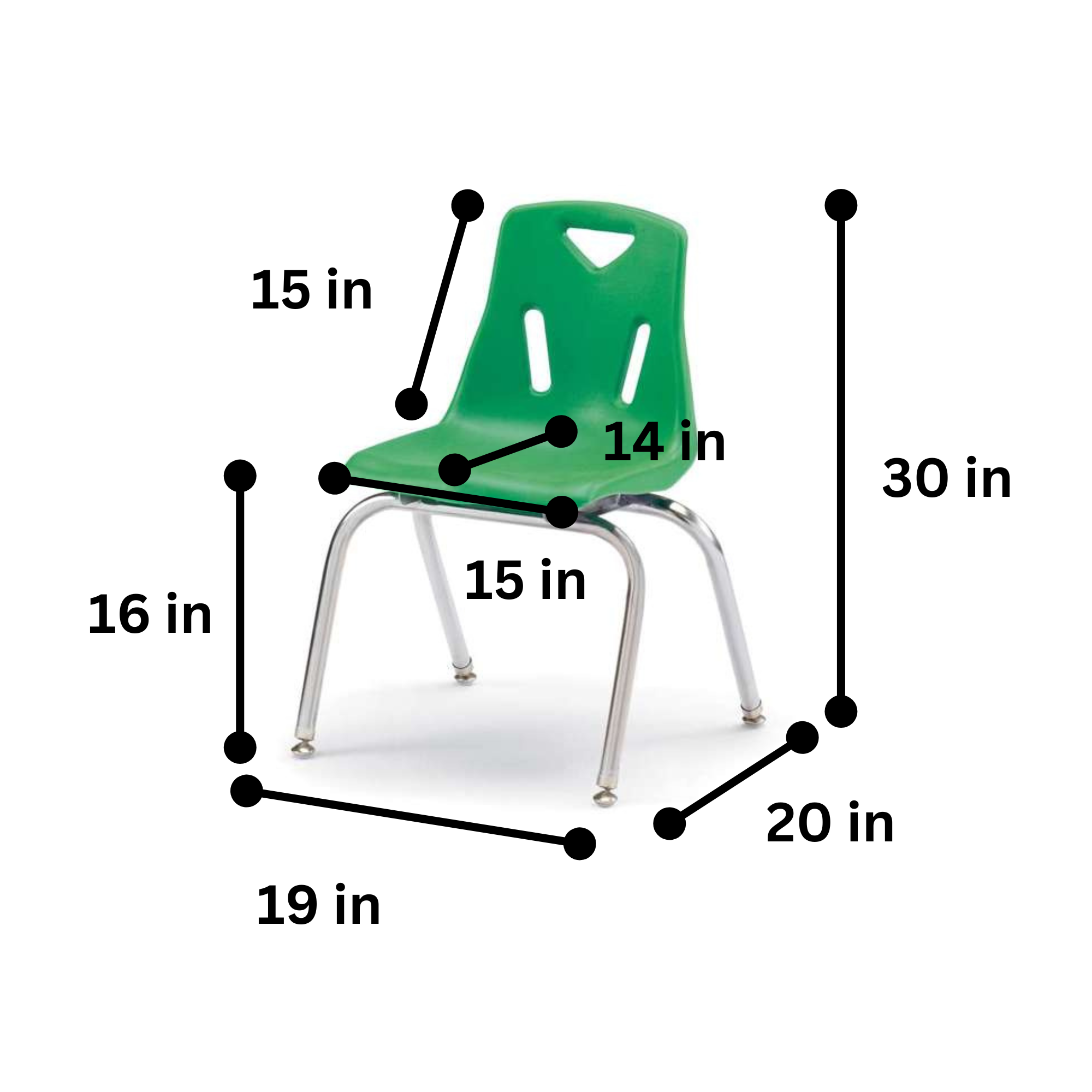 Berries® Stacking Chair with Chrome-Plated Legs - 12" Ht - Green