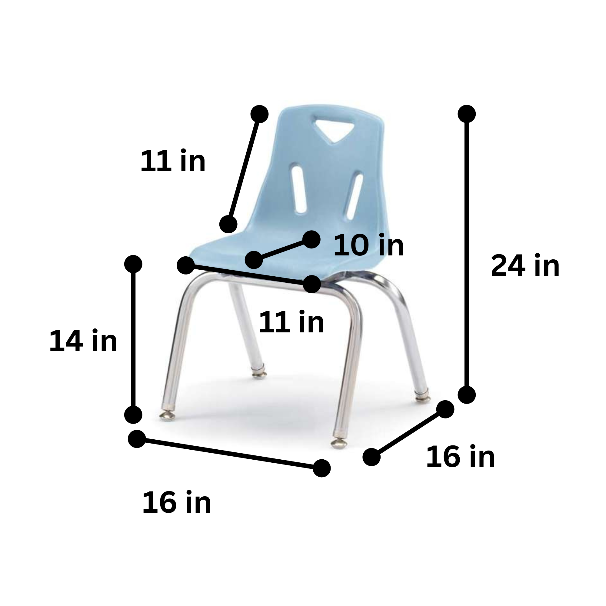Berries® Stacking Chair with Chrome-Plated Legs - 14" Ht - Coastal Blue