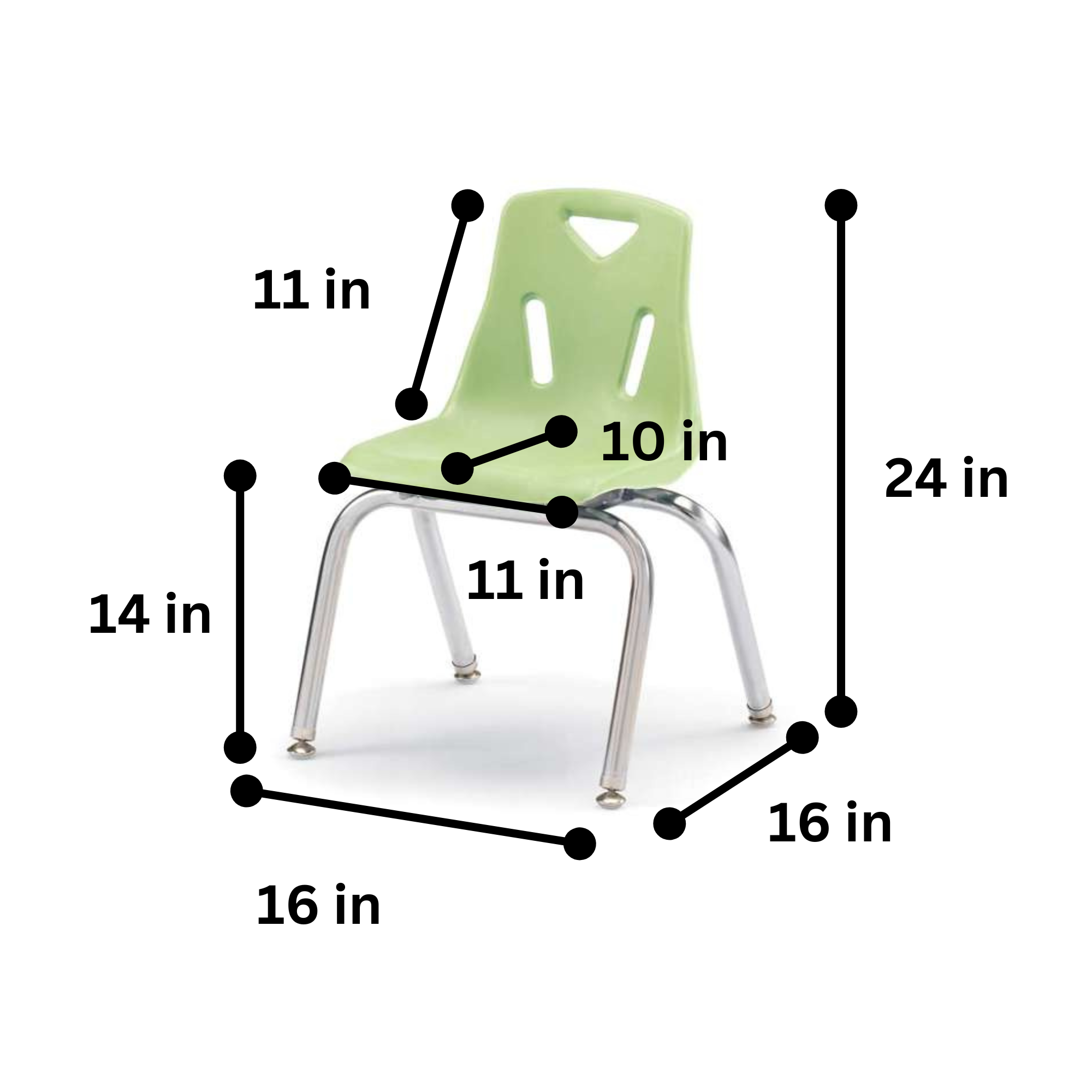 Berries® Stacking Chair with Chrome-Plated Legs - 14" Ht - Key Lime