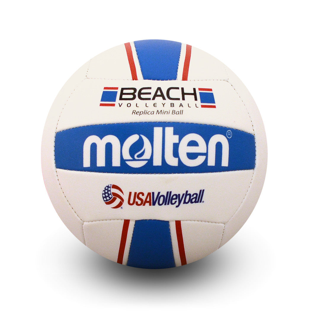Machine stitched mini 5 1/2" volleyball, Red/White/Blue beach replica