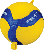Indoor Volleyball, Training Series - New Dimpled Microfiber Cover, Laminated With Tethers, 18 Panel Design, Blue/Yellow
