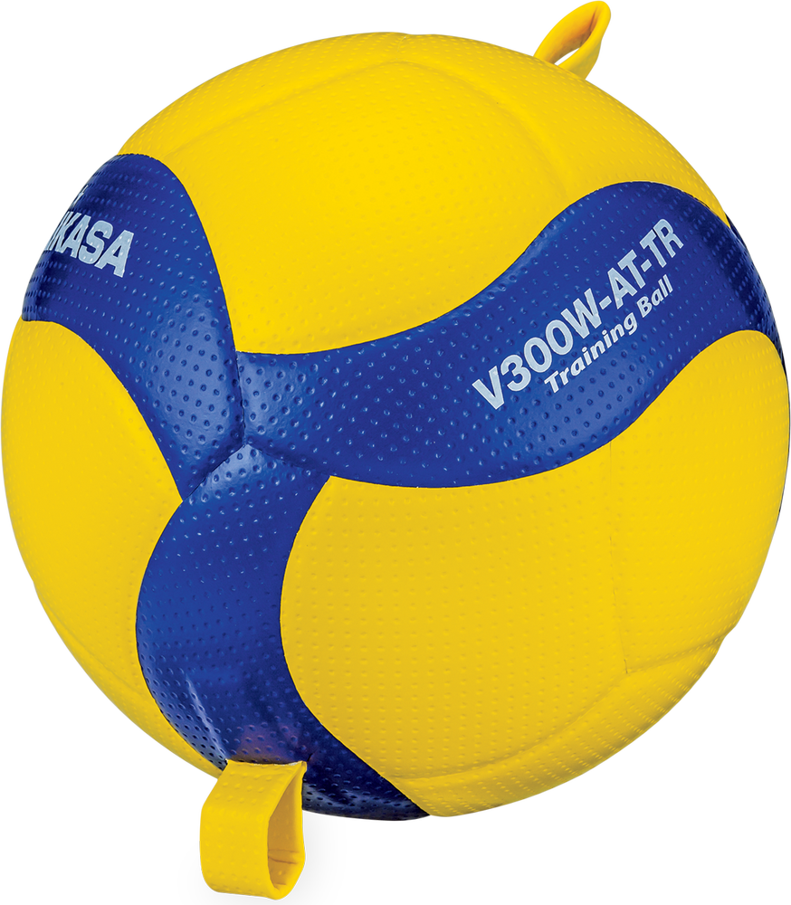 Indoor Volleyball, Training Series - New Dimpled Microfiber Cover, Laminated With Tethers, 18 Panel Design, Blue/Yellow