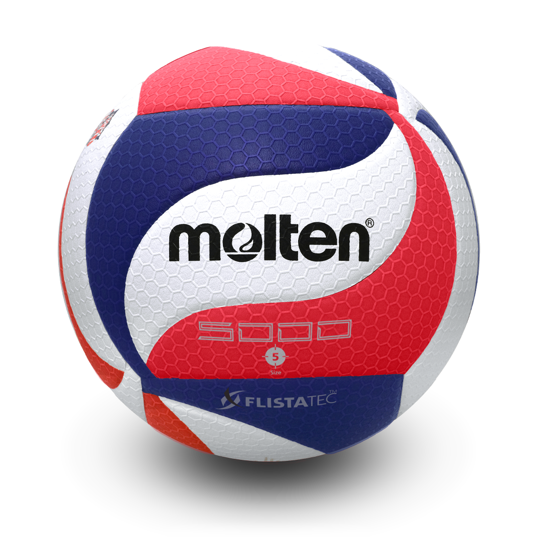 Elite Competition Volleyball Patented FLISTATEC® AAU Approved,  Indoor Volleyball, Premium Micro-Fiber Composite Cover. Red/White/Blue