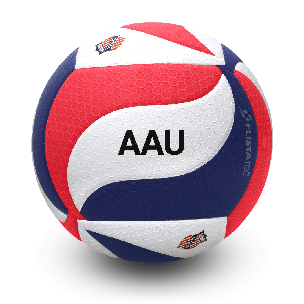 Elite Competition Volleyball Patented FLISTATEC® AAU Approved,  Indoor Volleyball, Premium Micro-Fiber Composite Cover. Red/White/Blue