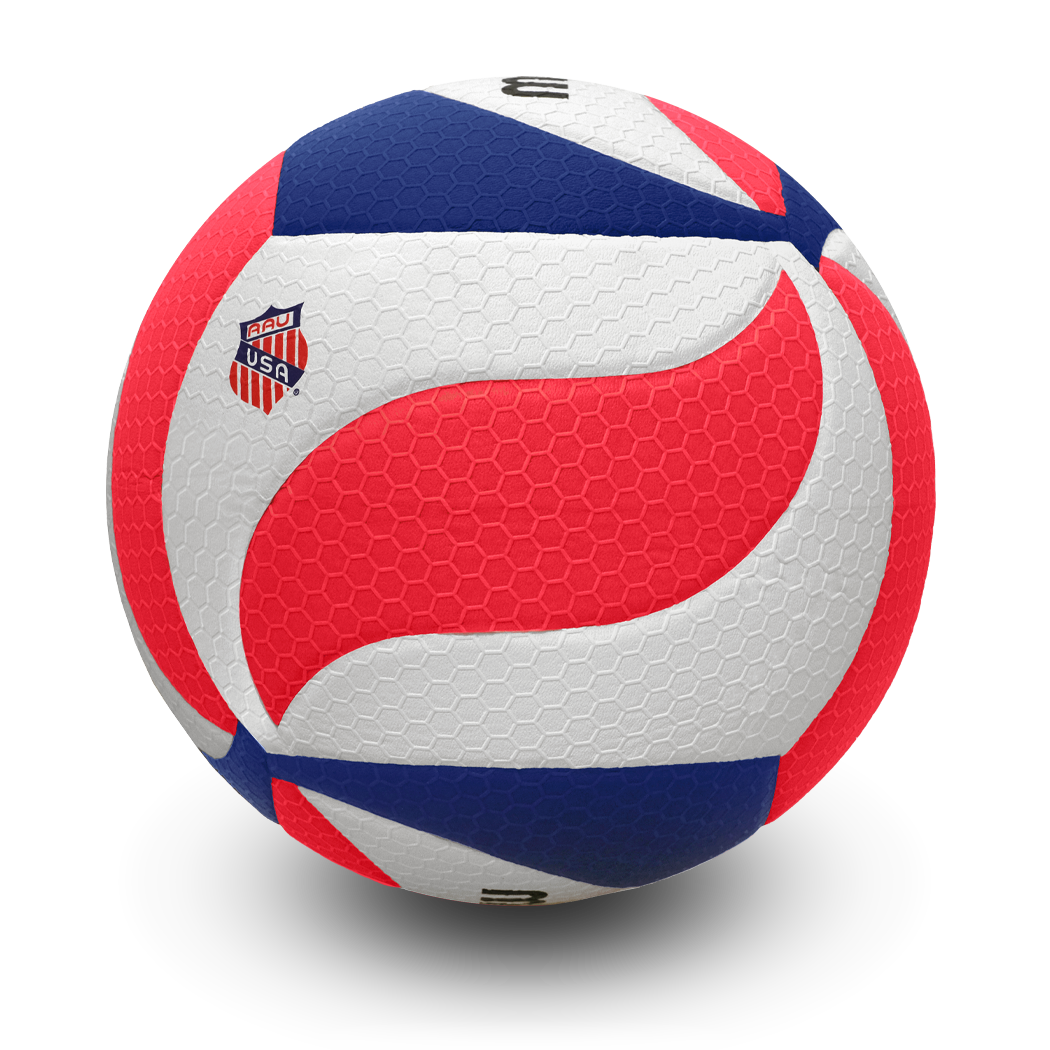 Elite Competition Volleyball Patented FLISTATEC® AAU Approved,  Indoor Volleyball, Premium Micro-Fiber Composite Cover. Red/White/Blue