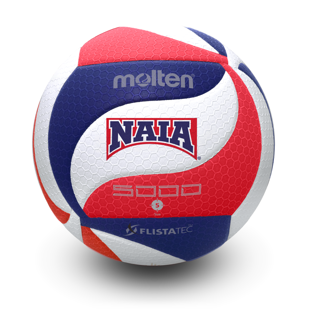 Elite Competition Volleyball Patented FLISTATEC® NAIA®  Indoor Volleyball, Premium Micro-Fiber Composite Cover.  Red/White/Blue