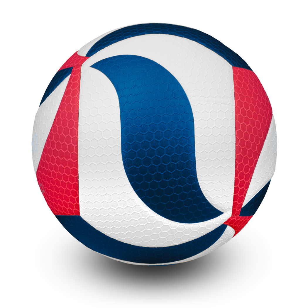 Elite Competition Volleyball Patented FLISTATEC® NCAA® Indoor Volleyball, Premium Micro-Fiber Composite Cover.  Red/White/Blue