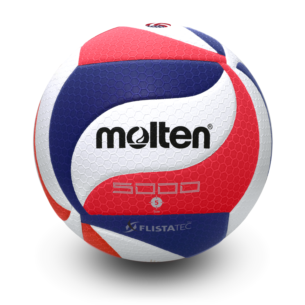 Elite Competition Volleyball Patented FLISTATEC® USAV Approved,Indoor Volleyball, Premium Micro-Fiber Composite Cover. Red/White/Blue