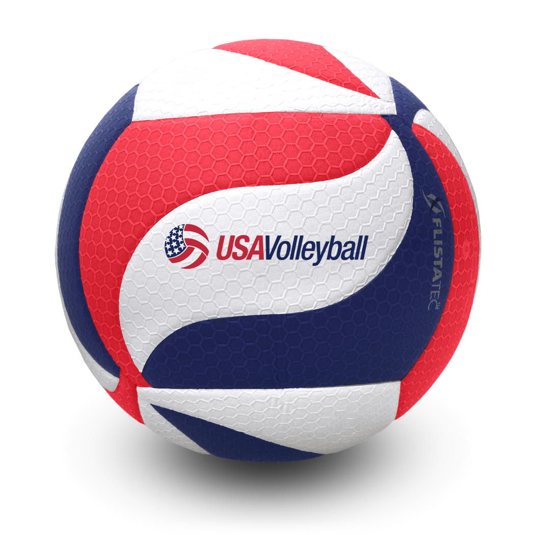 Elite Competition Volleyball Patented FLISTATEC® USAV Approved,Indoor Volleyball, Premium Micro-Fiber Composite Cover. Red/White/Blue