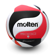 Elite Competition Volleyball Patented FLISTATEC® Indoor volleyball, Premium Micro-Fiber Composite Cover. Black/Red/White
