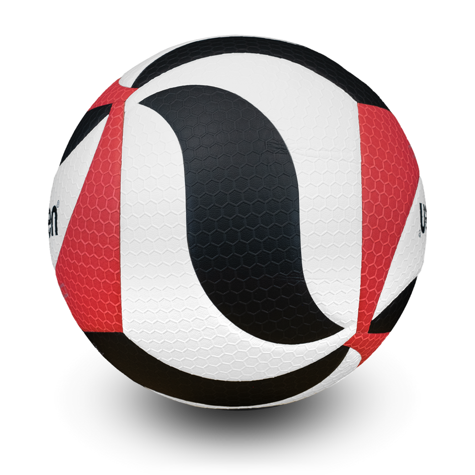 Elite Competition Volleyball Patented FLISTATEC® Indoor volleyball, Premium Micro-Fiber Composite Cover. Black/Red/White