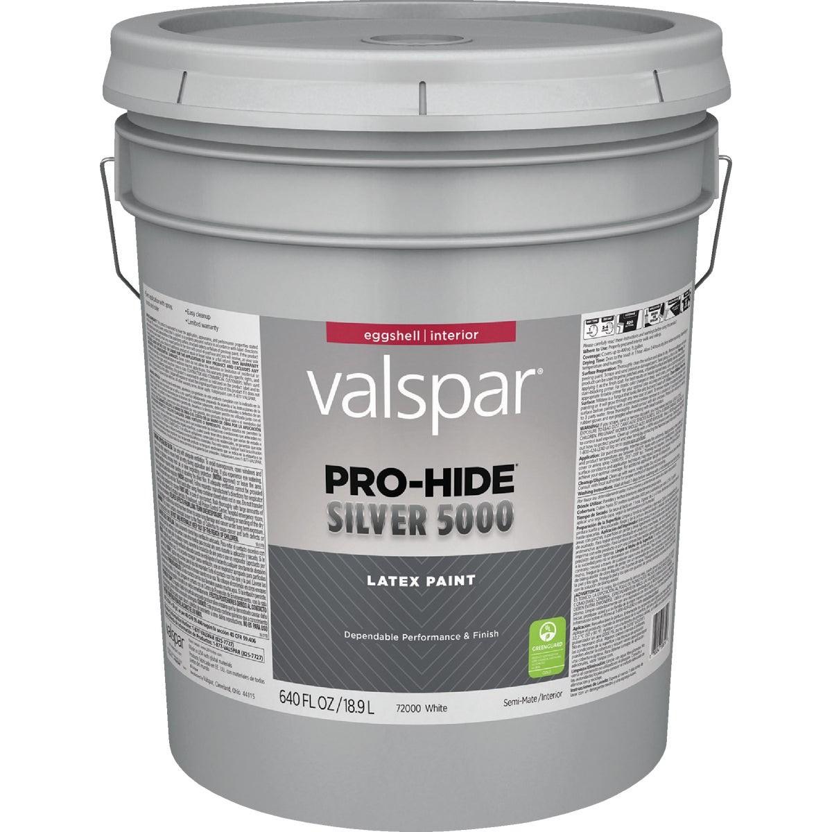 Valspar Pro-Hide Silver 5000 Latex Eggshell Interior Wall Paint, White Base, 5 Gal.