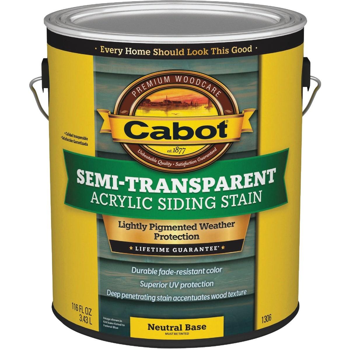 Cabot Semi-Transparent Exterior Siding Stain, Neutral Base, 1 Gal.