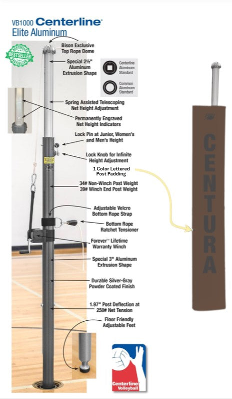 Centerline Aluminum Volleyball System W/O Sockets - Brown
