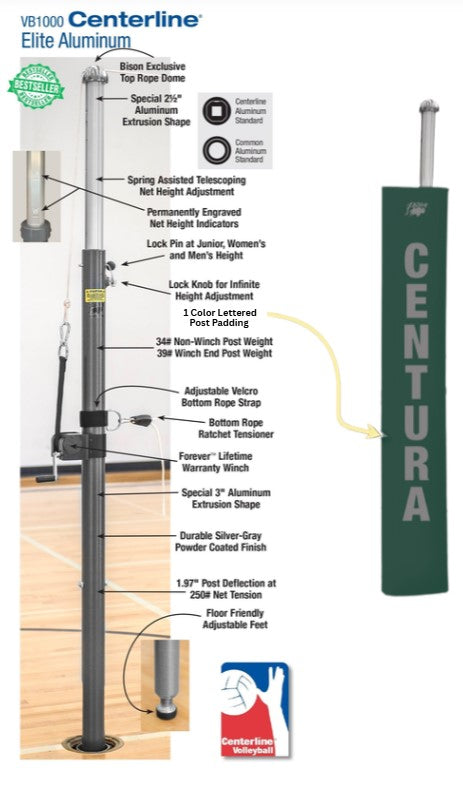 Centerline Aluminum Volleyball System W/O Sockets - Forest Green
