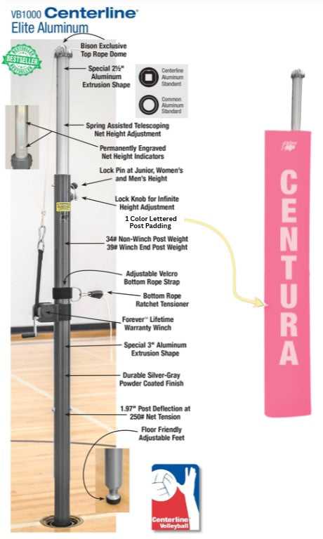 Centerline Aluminum Volleyball System W/O Sockets - Pink