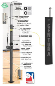 Centerline Aluminum Side-by-Side Double Court Volleyball System - Black