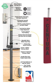 Centerline Aluminum Side-by-Side Double Court Volleyball System - Cardinal