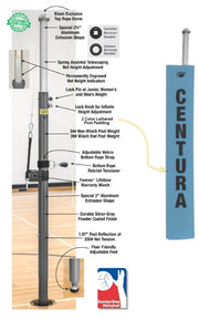 Centerline Aluminum Side-by-Side Double Court Volleyball System - Columbia Blue