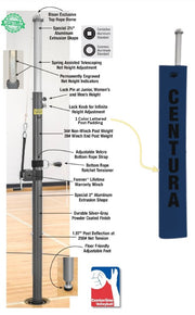 Centerline Aluminum Side-by-Side Double Court Volleyball System - Navy