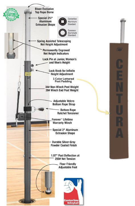 Centerline Elite Aluminum Double Court System without Sockets, Color: Brown