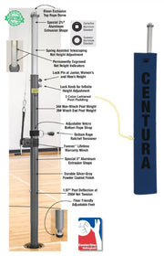 Centerline Elite Aluminum Double Court System without Sockets, Color: Navy