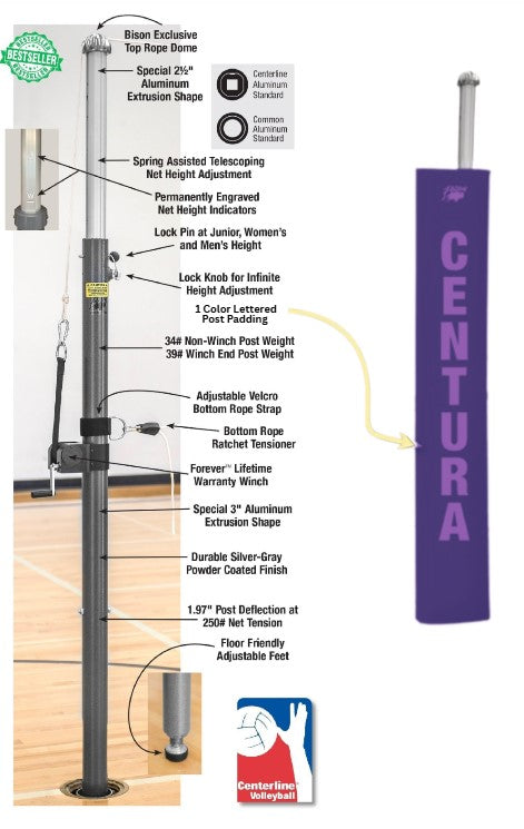 Centerline Elite Aluminum Double Court System without Sockets, Color: Purple