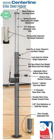 Centerline Steel Hybrid Volleyball Standards With Winch Only