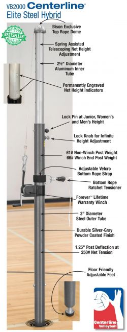 Centerline Steel Hybrid Volleyball Standards With Winch Only