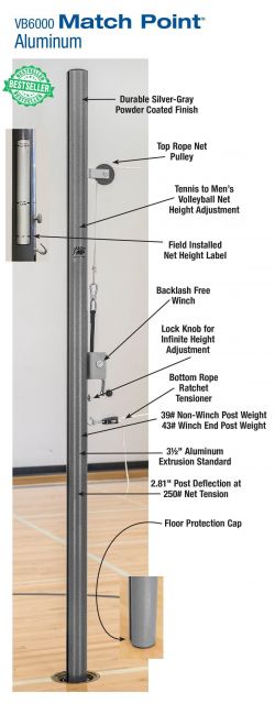 Match Point Recreational Aluminum Volleyball System Without Sockets