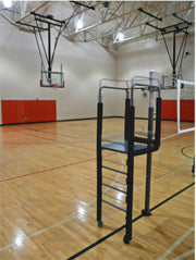 Adjustable Height Clamp-On Volleyball Officials Platform with Gray Padding - Black