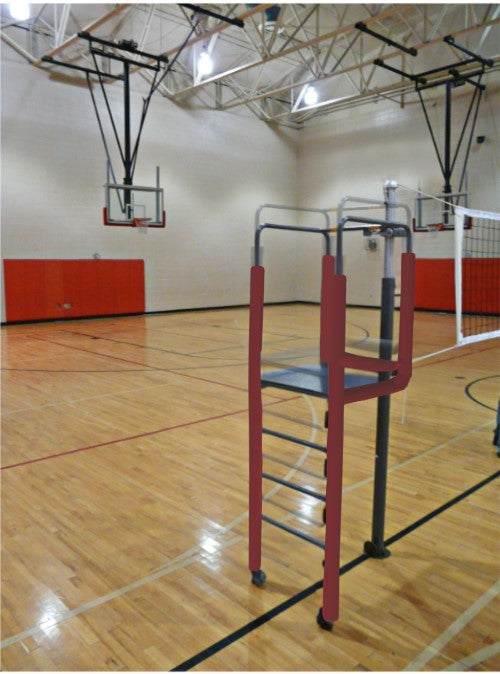 Adjustable Height Clamp-On Volleyball Officials Platform with Gray Padding - Maroon