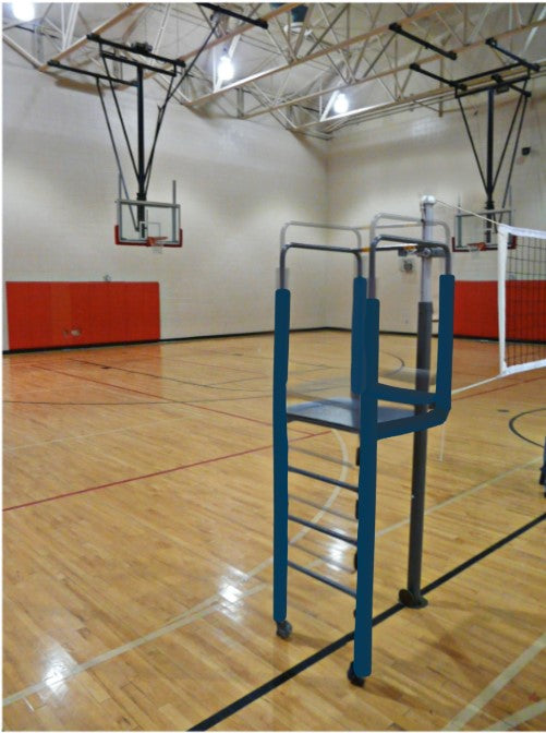 Adjustable Height Clamp-On Volleyball Officials Platform with Gray Padding - Navy
