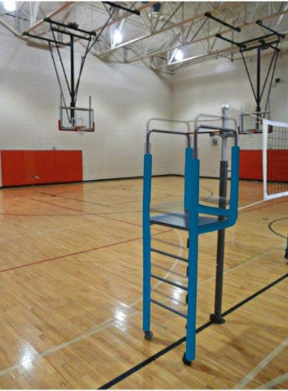 Adjustable Height Clamp-On Volleyball Officials Platform with Gray Padding - Royal