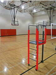 Adjustable Height Clamp-On Volleyball Officials Platform with Gray Padding - Scarlet