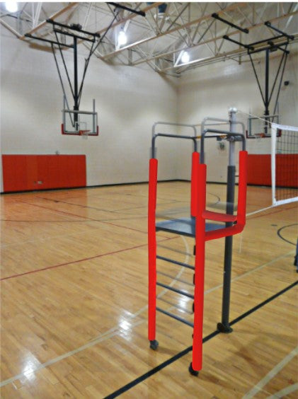 Adjustable Height Clamp-On Volleyball Officials Platform with Gray Padding - Scarlet