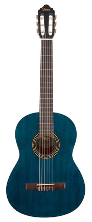 Valencia VC204TBU 200 Series Classical Guitar. Transparent Blue