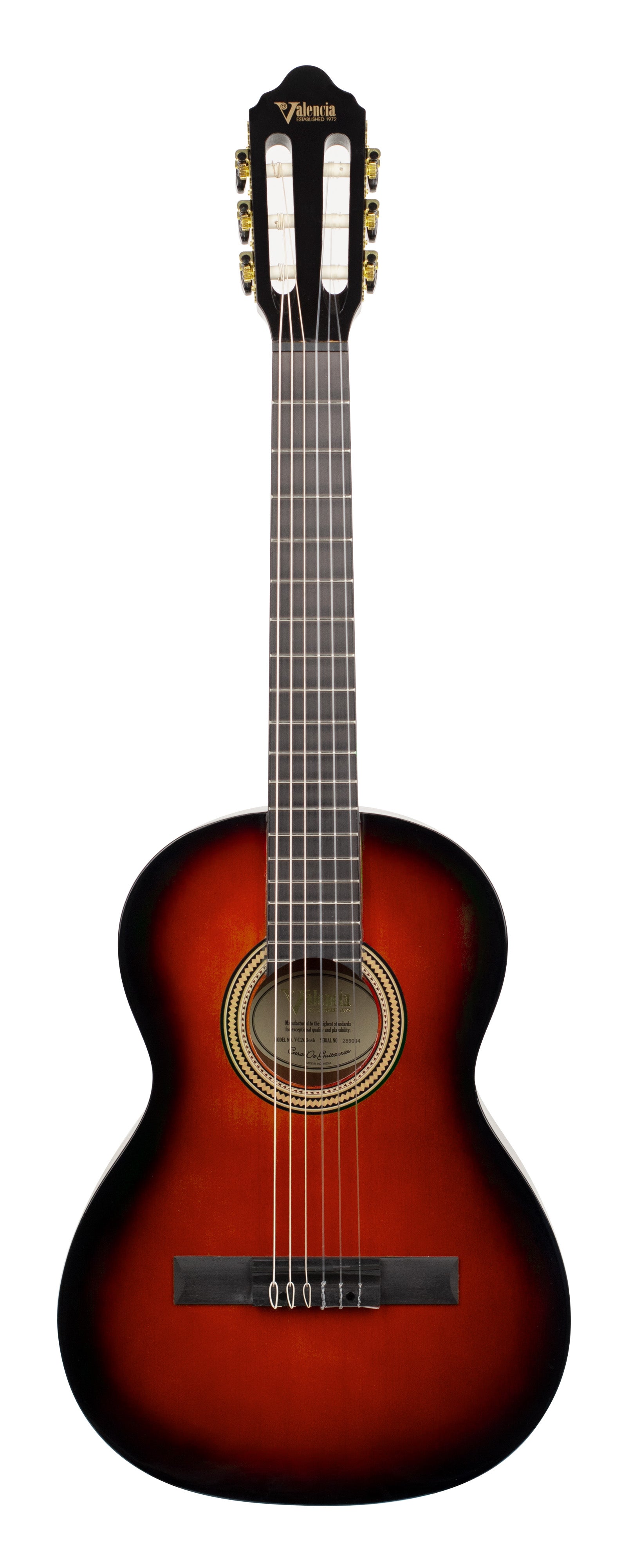 Valencia VC263CSB 260 Series 3/4 Size Classical Guitar. Classic Sunburst