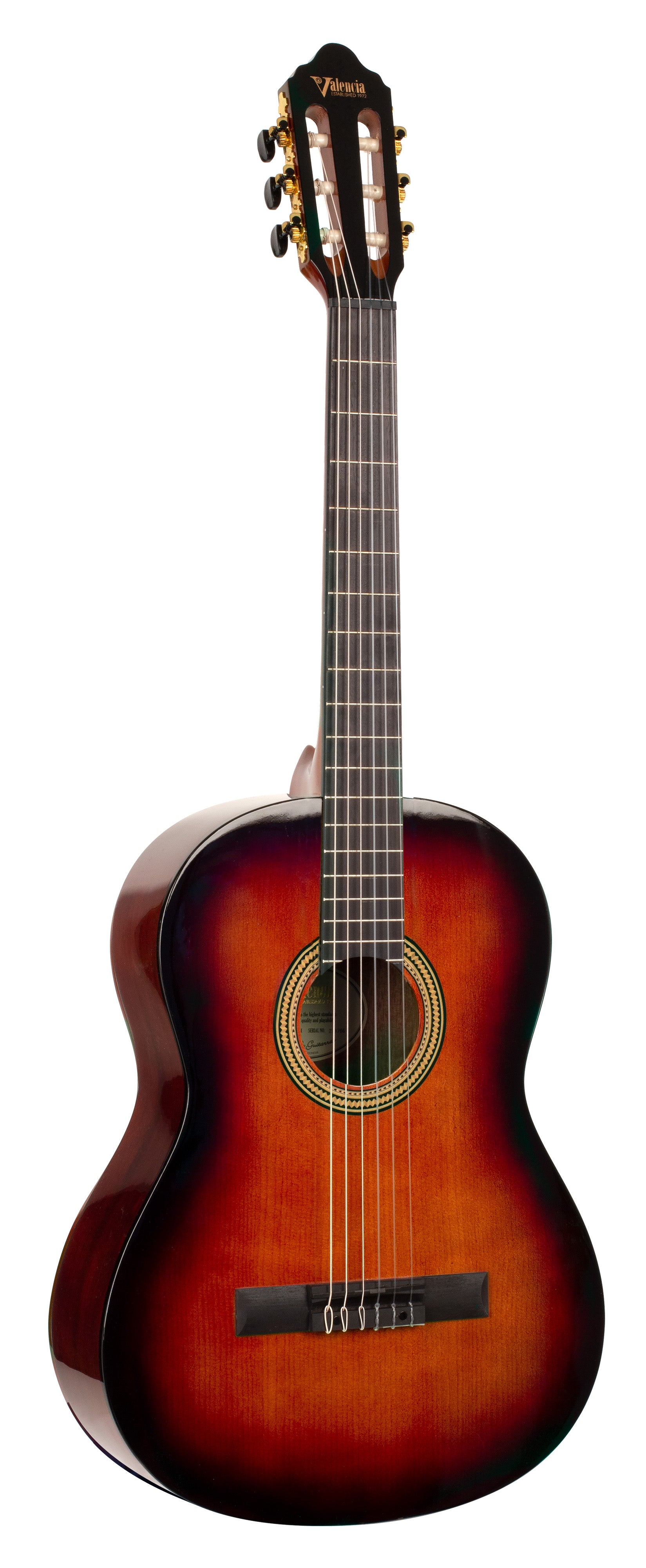 Valencia VC264HCSB 260 Series Classical Guitar. Classic Sunburst Hybrid Slim Neck