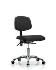 Rutledge Vinyl Chair Chrome - Desk Height with Casters in Black Trailblazer Vinyl