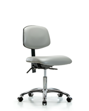 Rutledge Vinyl Chair Chrome - Desk Height with Casters in Dove Trailblazer Vinyl