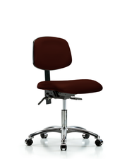 Rutledge Vinyl Chair Chrome - Desk Height with Casters in Burgundy Trailblazer Vinyl